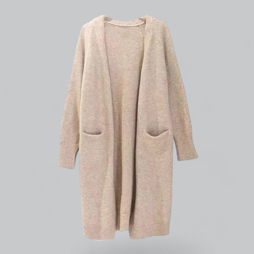 Isabel | Casaco de Malha Comprido Mulher Oversize Frente Aberta