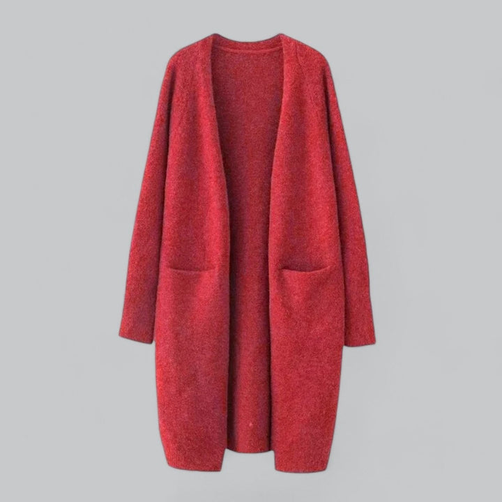 Isabel | Casaco de Malha Comprido Mulher Oversize Frente Aberta