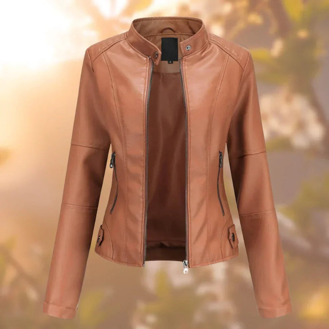 Joana | Blusão Biker de Polipele Mulher Gola Mao Slim-Fit