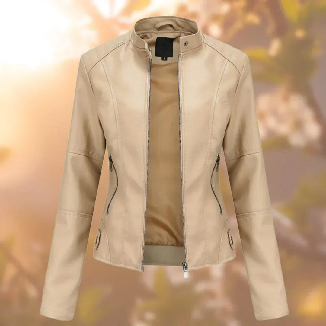 Joana | Blusão Biker de Polipele Mulher Gola Mao Slim-Fit