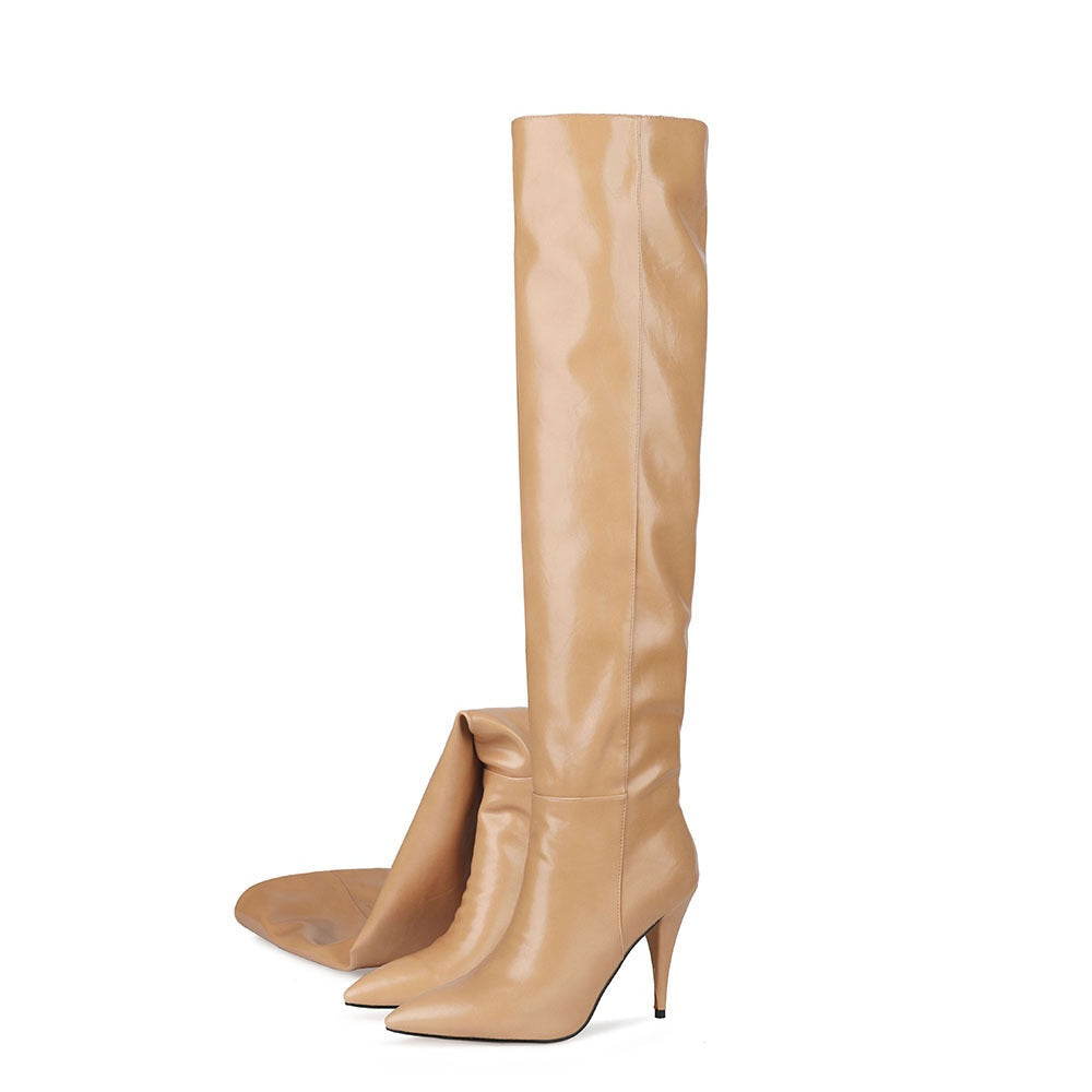 Joana | Botas Chelsea de Pele Mulher Cano Alto Salto Stiletto