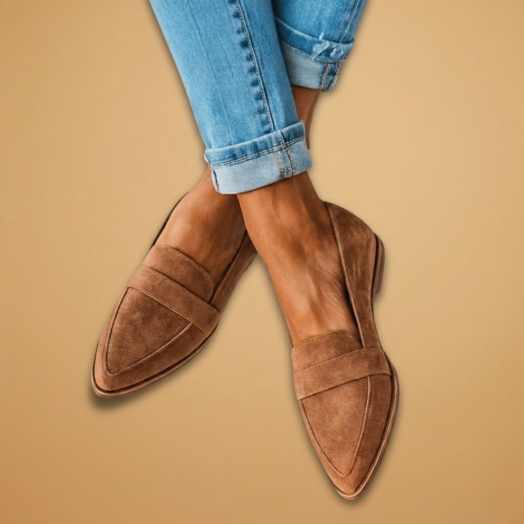 Lara | Mocassins de Camurça Mulher Bico Pontiagudo