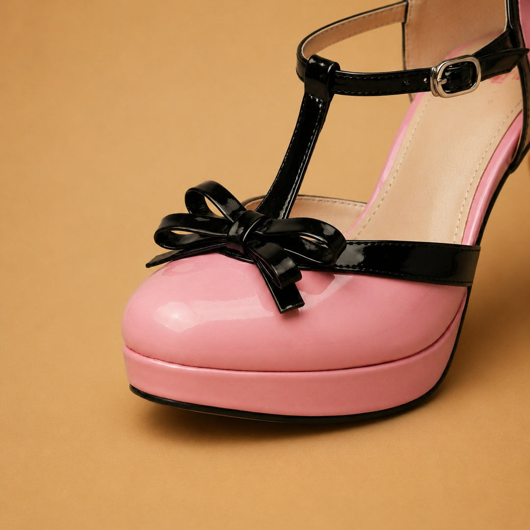 Lara | Sapatos de Salto Alto Plataforma Mulher Tira T
