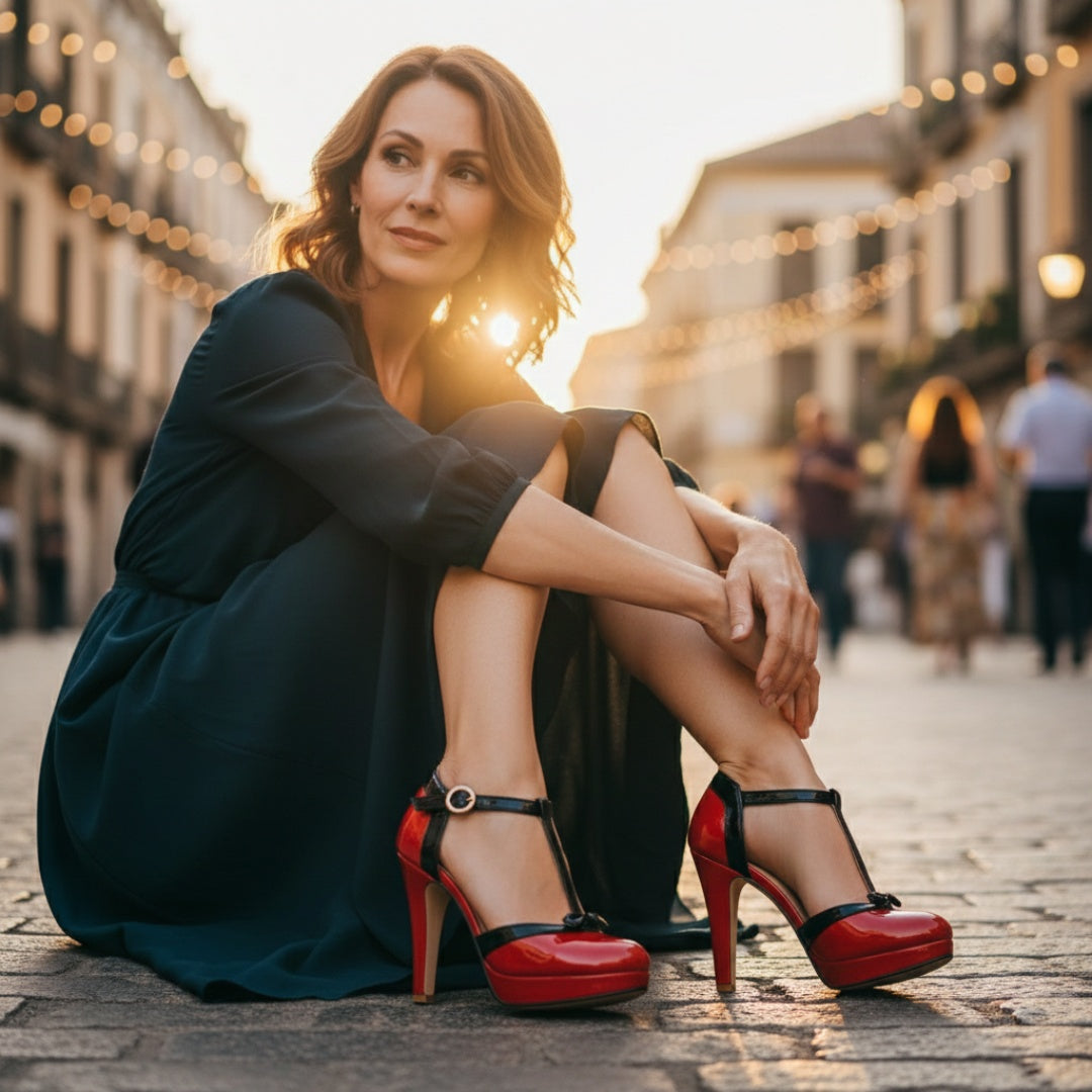 Lara | Sapatos de Salto Alto Plataforma Mulher Tira T