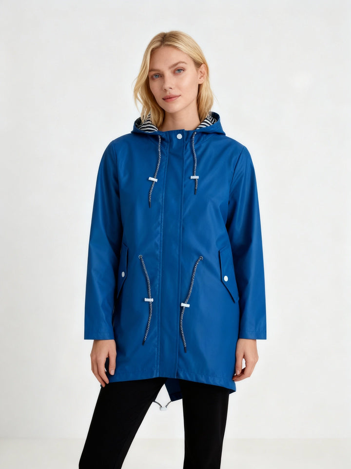 Laura | Capa de Chuva Impermeável Mulher com Capuz Cintura Ajustável
