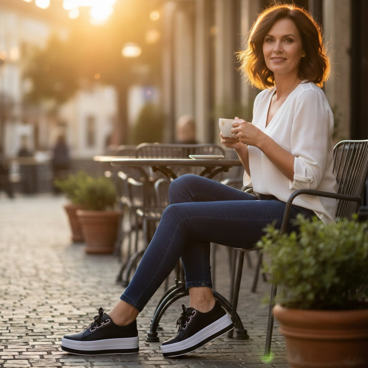 Laura | Sapatilhas Plataforma Mulher Cordões Sola Alta