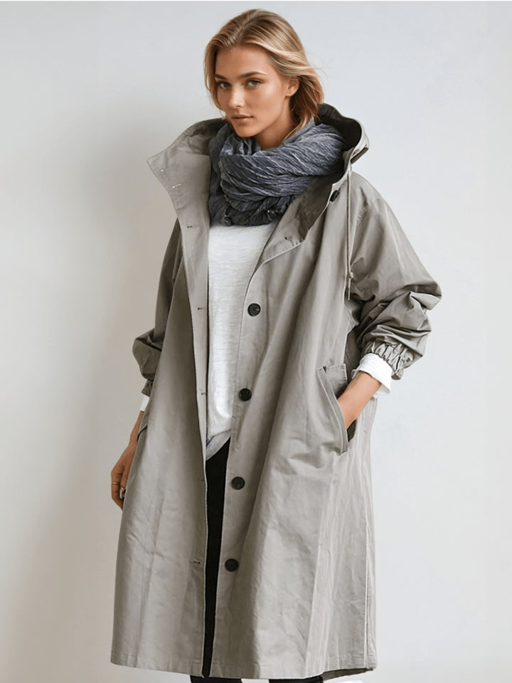 Laura | Trench Coat Comprido Mulher com Capuz Oversize