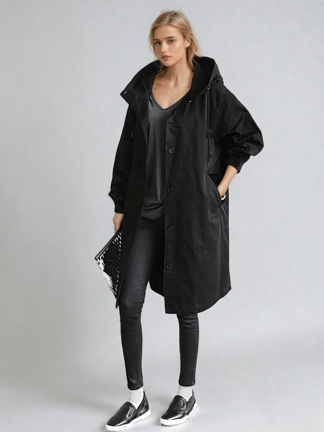 Laura | Trench Coat Comprido Mulher com Capuz Oversize