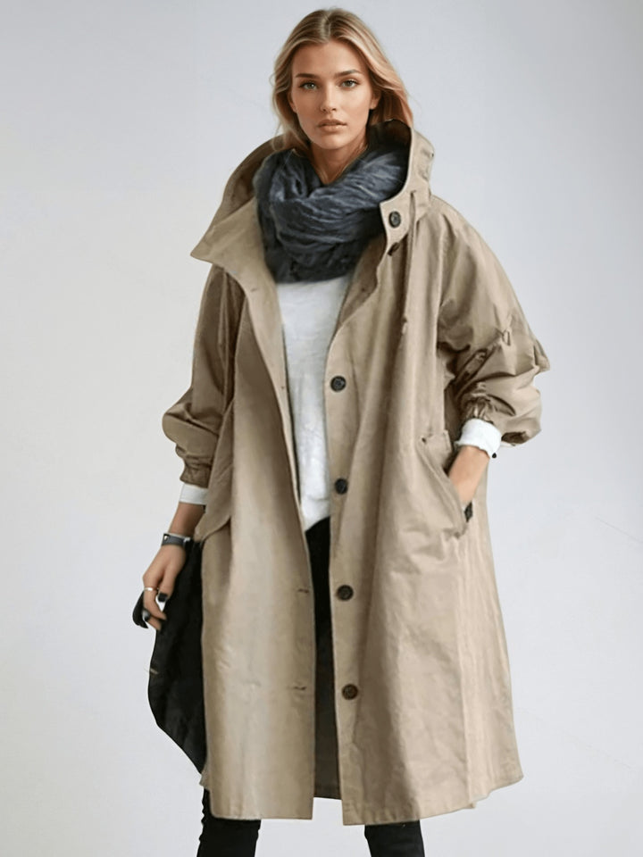 Laura | Trench Coat Comprido Mulher com Capuz Oversize