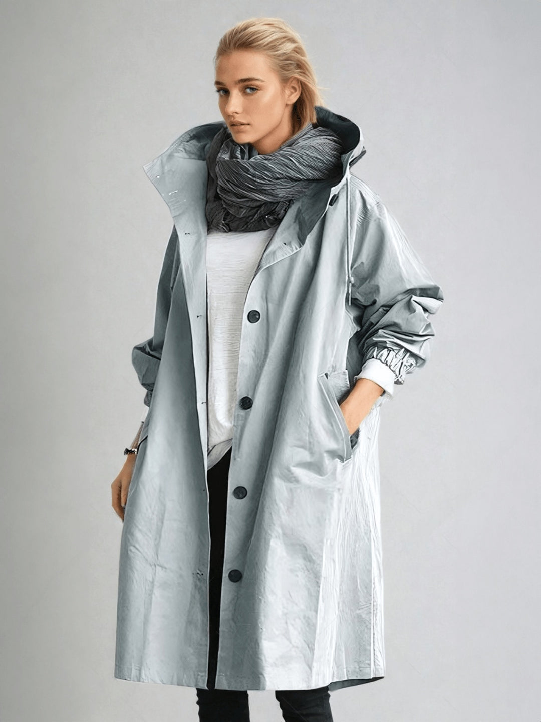 Laura | Trench Coat Comprido Mulher com Capuz Oversize