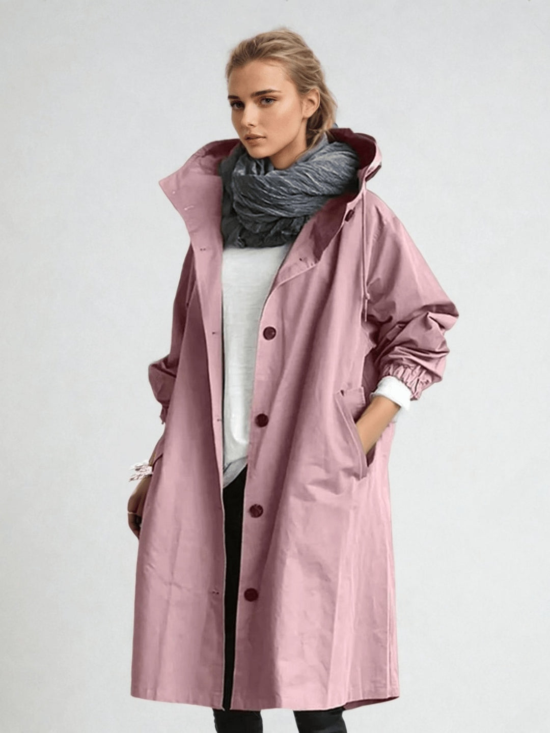 Laura | Trench Coat Comprido Mulher com Capuz Oversize