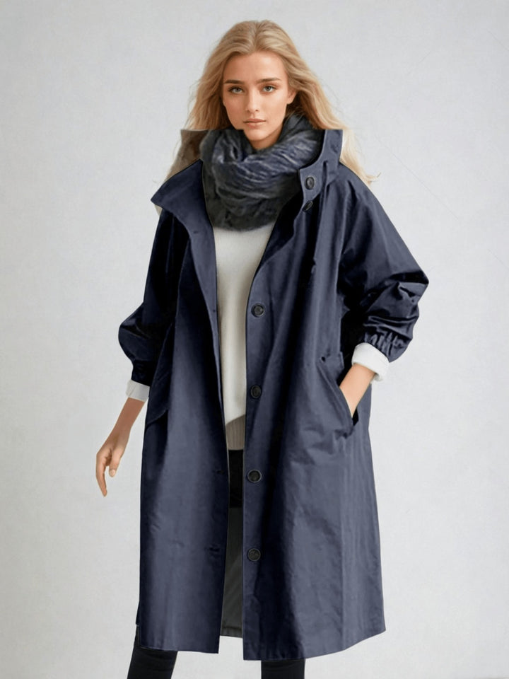 Laura | Trench Coat Comprido Mulher com Capuz Oversize