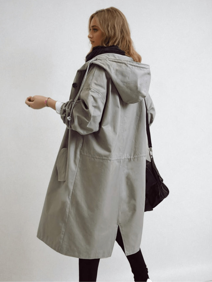 Laura | Trench Coat Comprido Mulher com Capuz Oversize