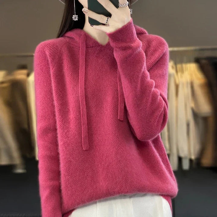 Leonor | Camisola de Malha com Capuz Mulher Lã Merino Manga Comprida