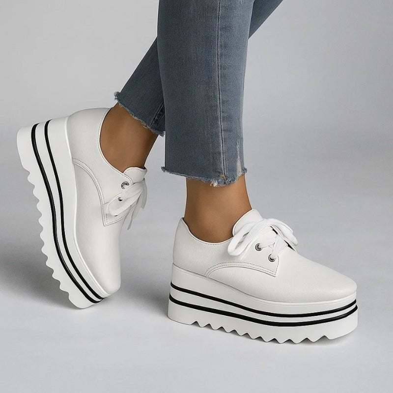 Leonor | Sneakers de Plataforma Mulher Atacadores Oxford