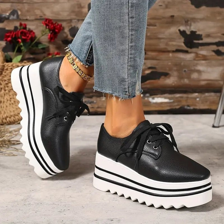 Leonor | Sneakers de Plataforma Mulher Atacadores Oxford