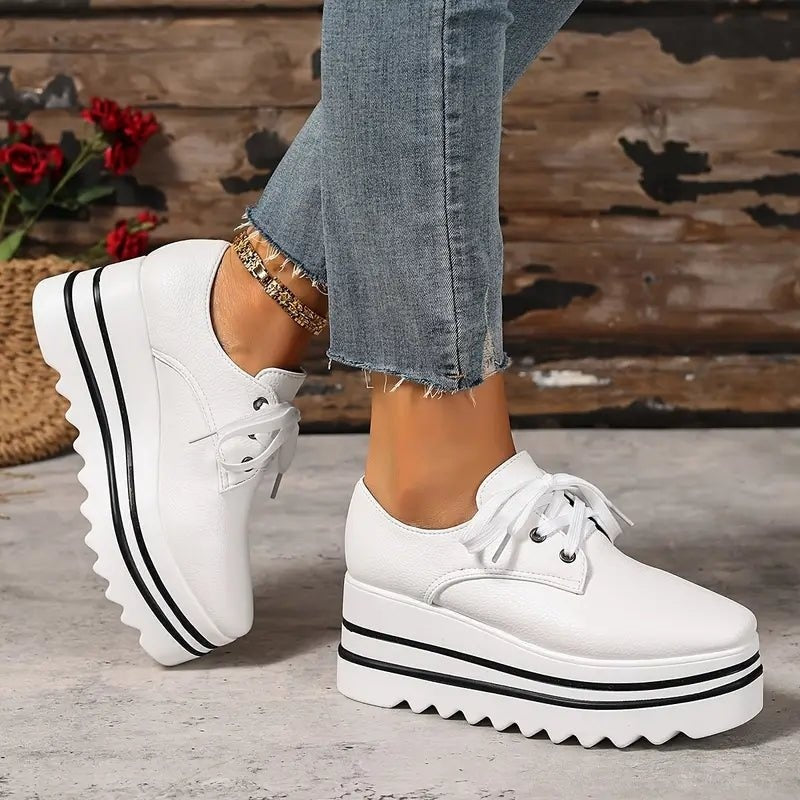 Leonor | Sneakers de Plataforma Mulher Atacadores Oxford