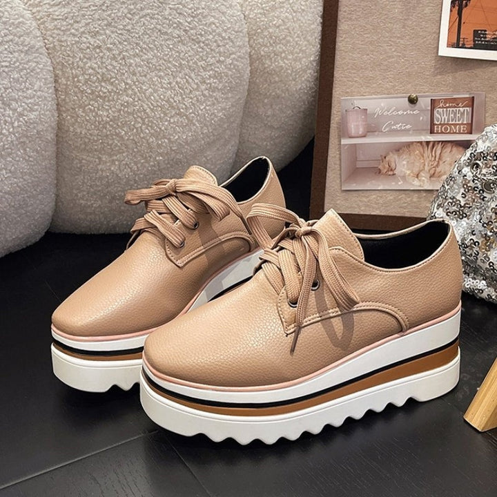 Leonor | Sneakers de Plataforma Mulher Atacadores Oxford