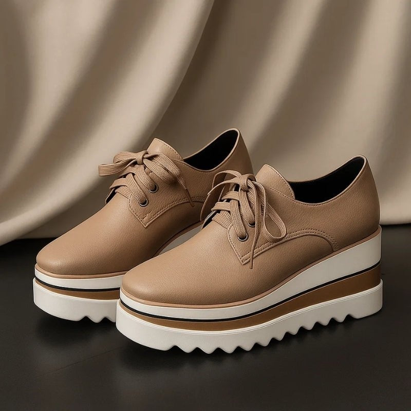 Leonor | Sneakers de Plataforma Mulher Atacadores Oxford