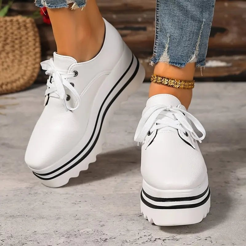 Leonor | Sneakers de Plataforma Mulher Atacadores Oxford