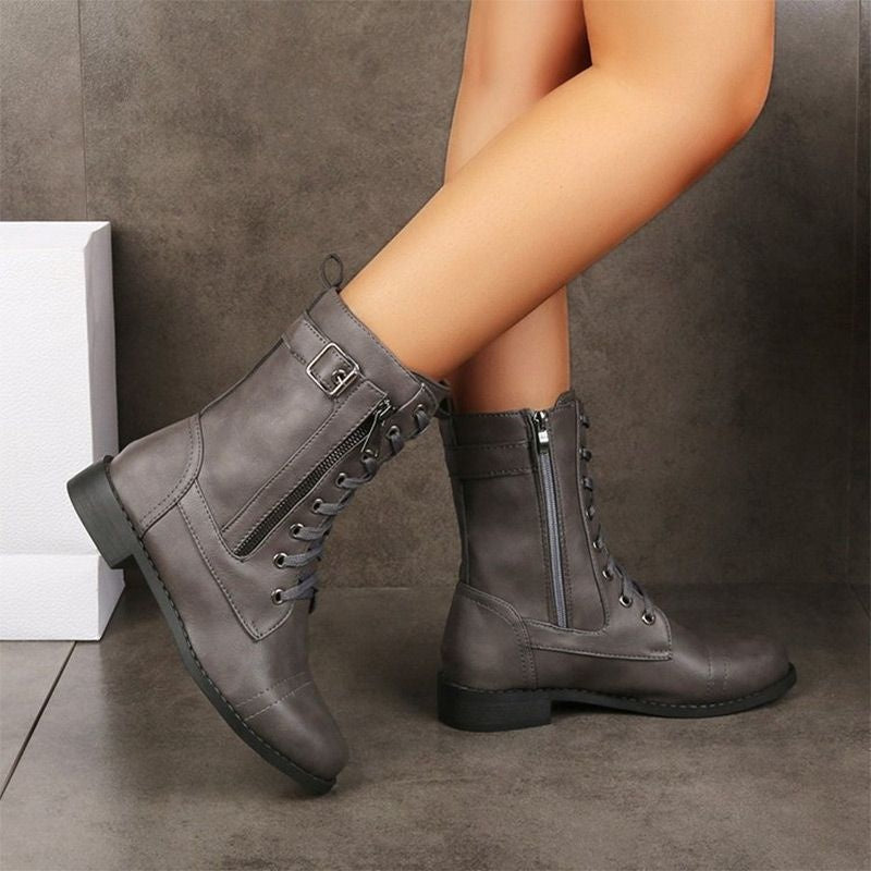 Liliana | Botas Militares Mulher Atacadores Fecho Lateral
