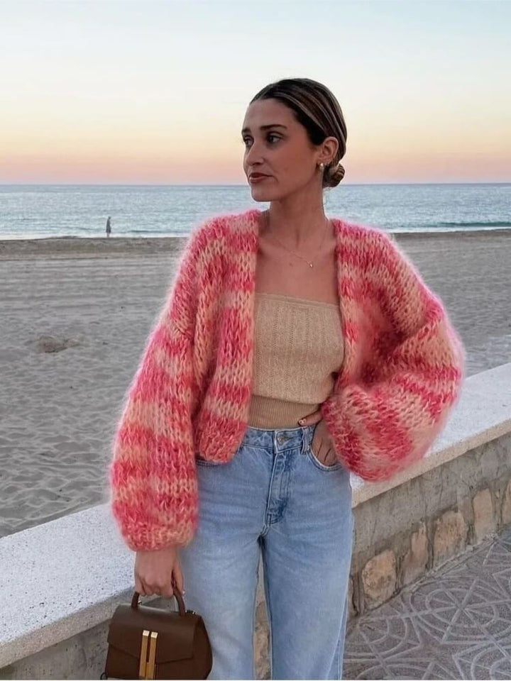 Liliana | Camisola de Lã Mulher Riscas Oversize Malha Grossa