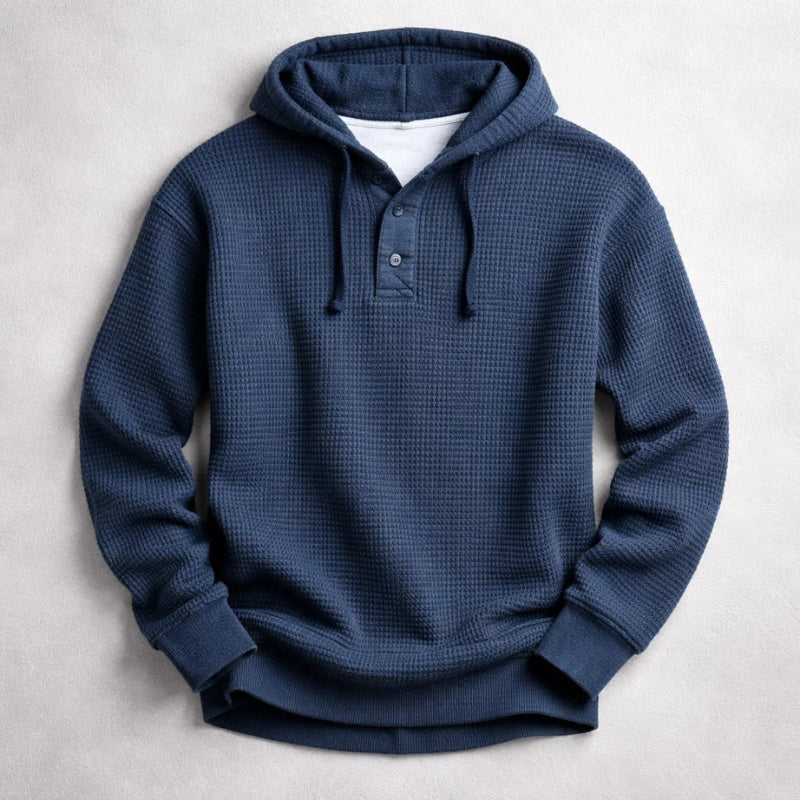 Lourenço | Hoodie Homem Tecido Waffle com Capuz e Botões