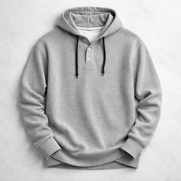 Lourenço | Hoodie Homem Tecido Waffle com Capuz e Botões