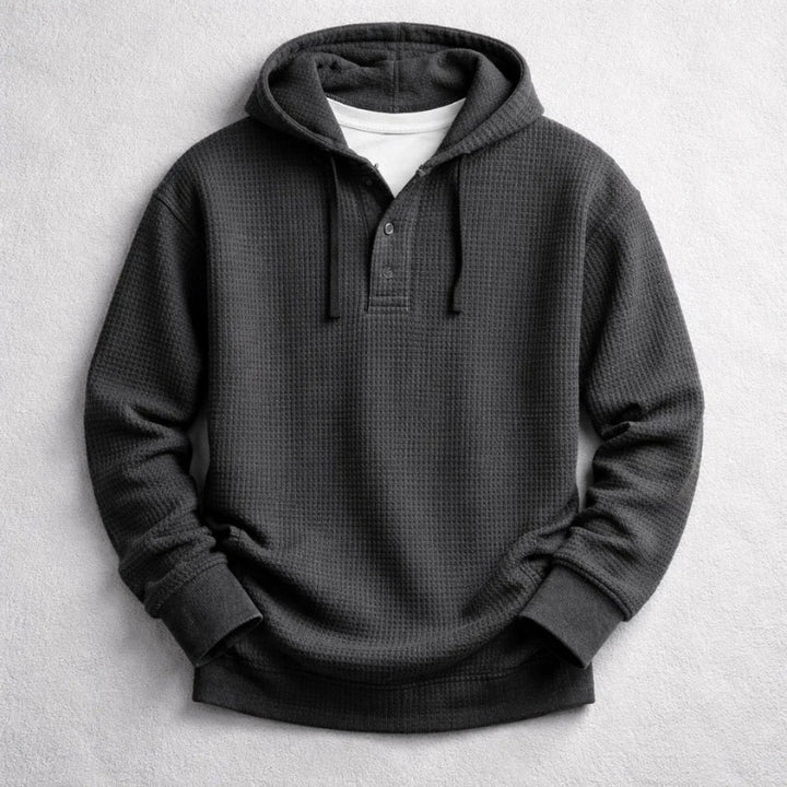 Lourenço | Hoodie Homem Tecido Waffle com Capuz e Botões