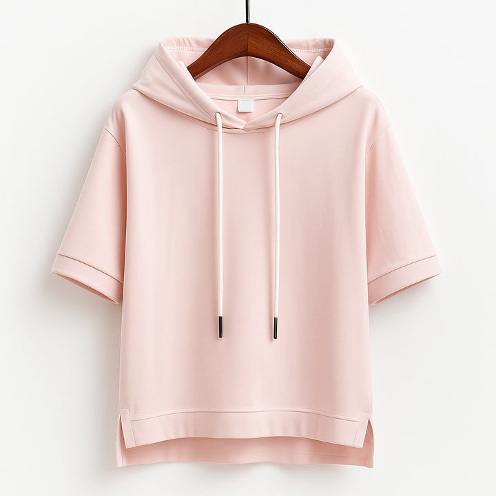 Lúcia | Hoodie Manga Curta com Capuz Mulher Cordão Ajustável