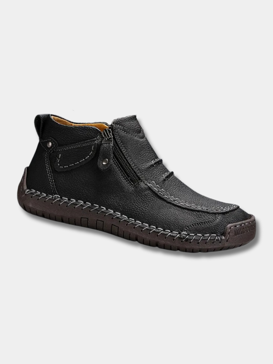 Luís | Sapatos Ortopédicos Homem Pele Fecho Lateral Costura Manual
