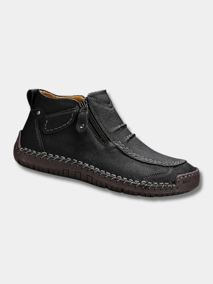 Luís | Sapatos Ortopédicos Homem Pele Fecho Lateral Costura Manual