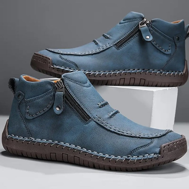 Luís | Sapatos Ortopédicos Homem Pele Fecho Lateral Costura Manual