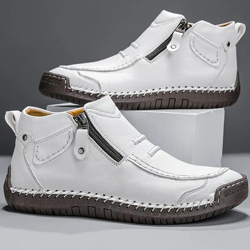 Luís | Sapatos Ortopédicos Homem Pele Fecho Lateral Costura Manual
