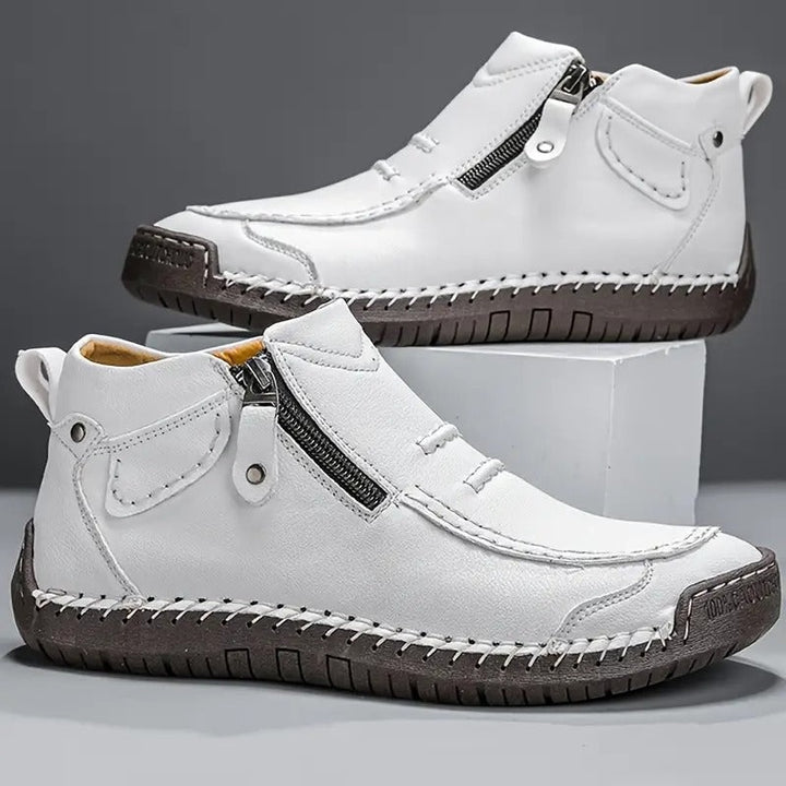 Luís | Sapatos Ortopédicos Homem Pele Fecho Lateral Costura Manual