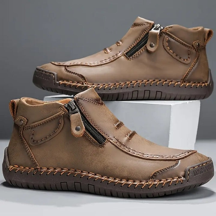 Luís | Sapatos Ortopédicos Homem Pele Fecho Lateral Costura Manual