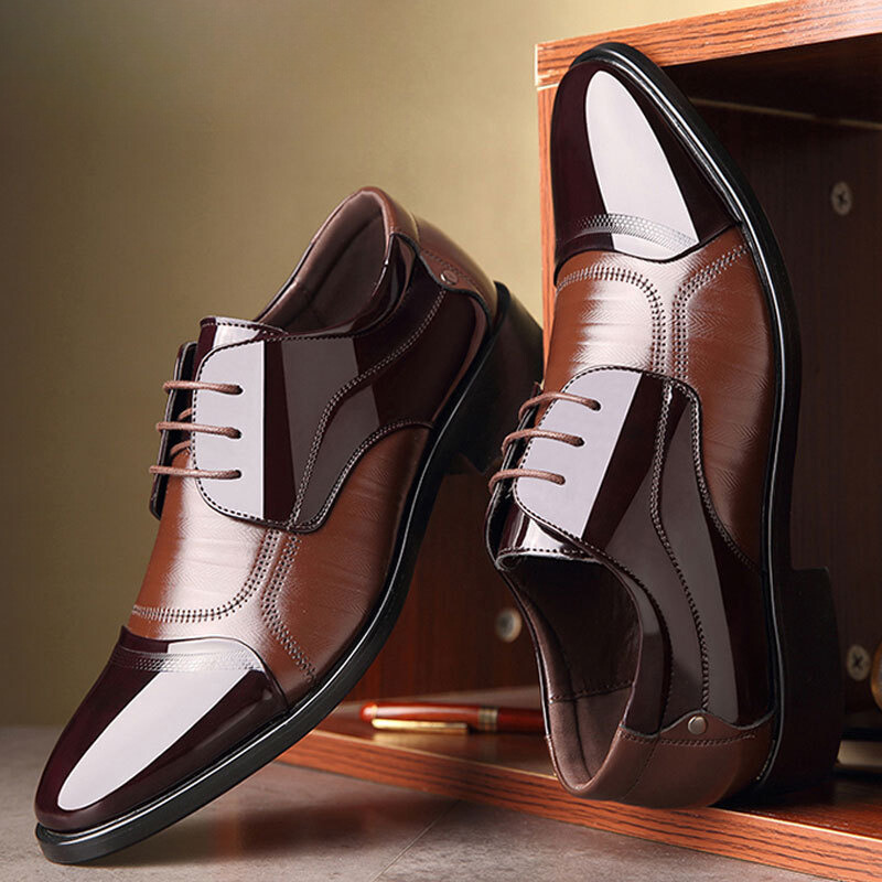 Luís | Sapatos Oxford de Couro Lacado Homem Bico Fino