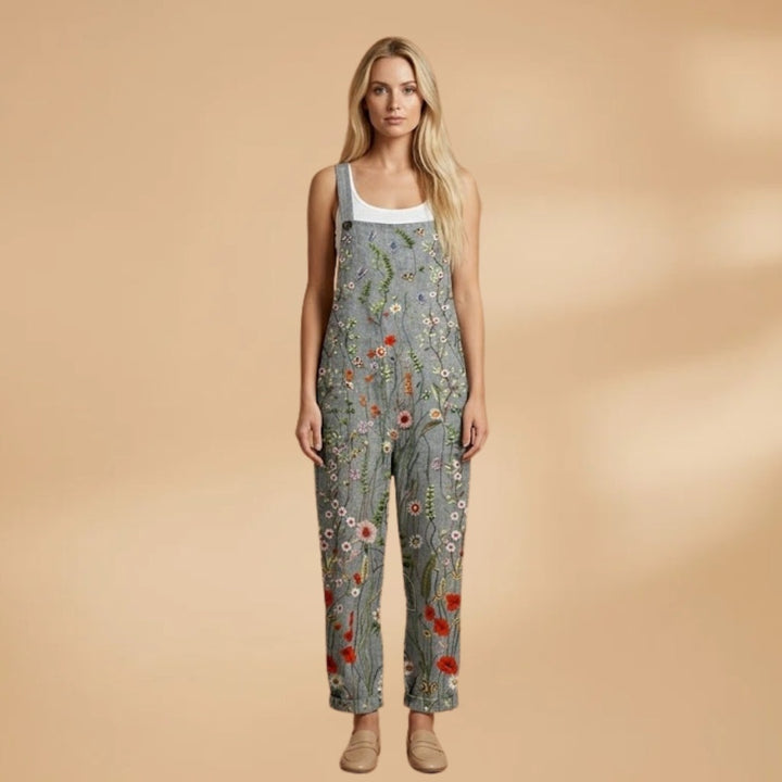 Carmela | Macacão Estampado Floral Mulher Pernas Largas