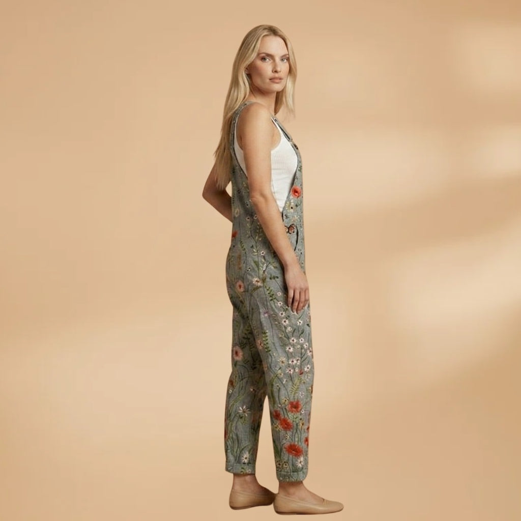 Carmela | Macacão Estampado Floral Mulher Pernas Largas