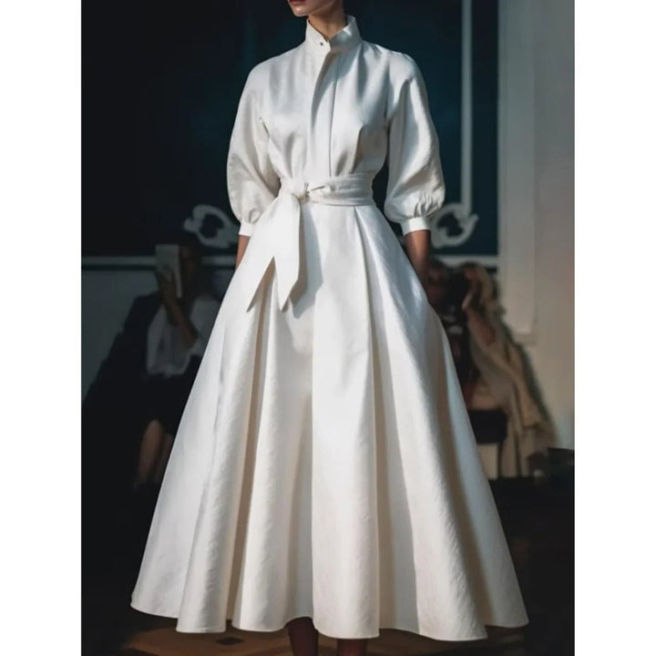 Madalena | Vestido para Casamento Mulher Manga Comprida Saia Evasê