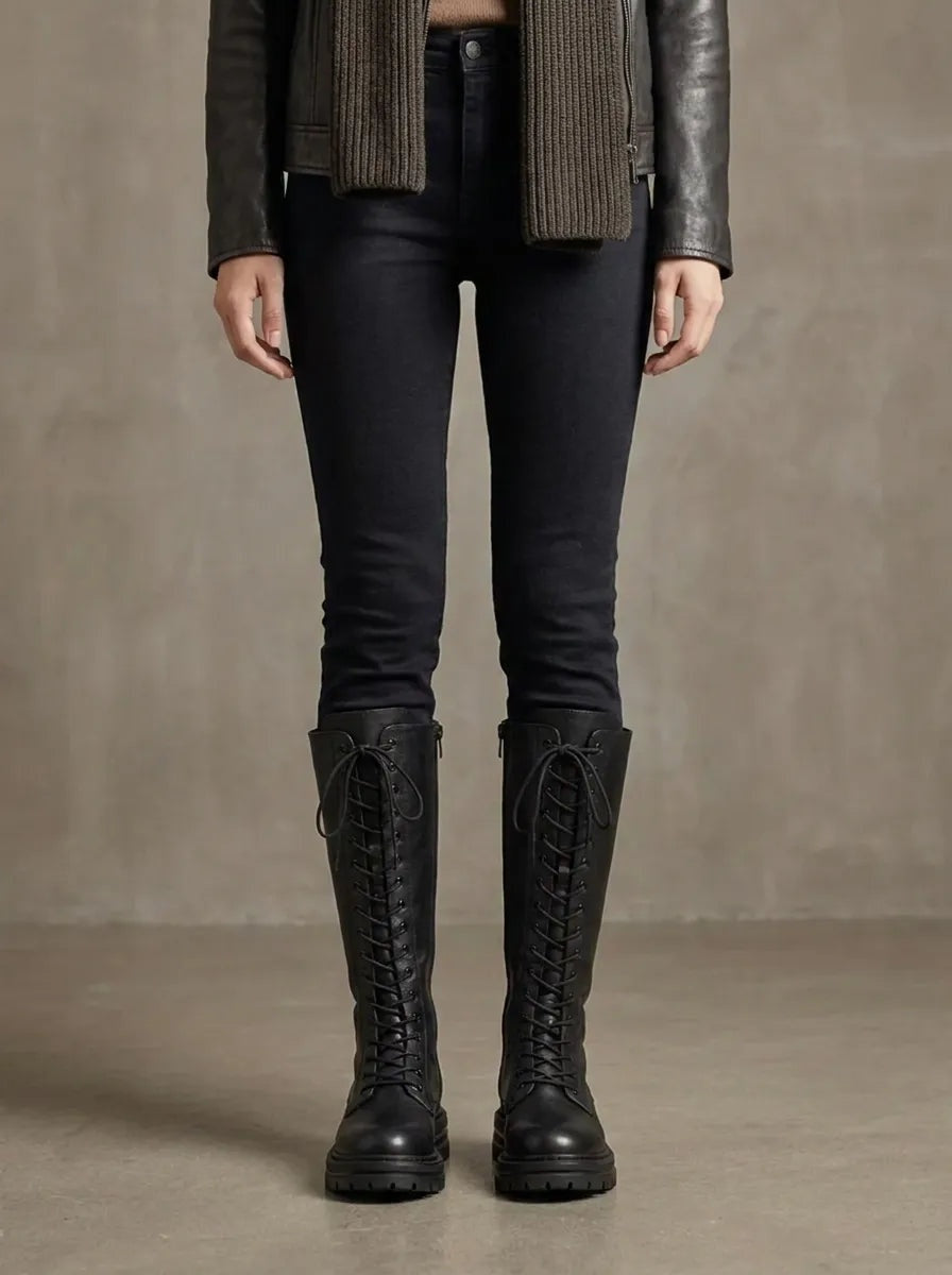 Margarida | Botas Chelsea Cano Alto Mulher Atacadores Sola Plataforma