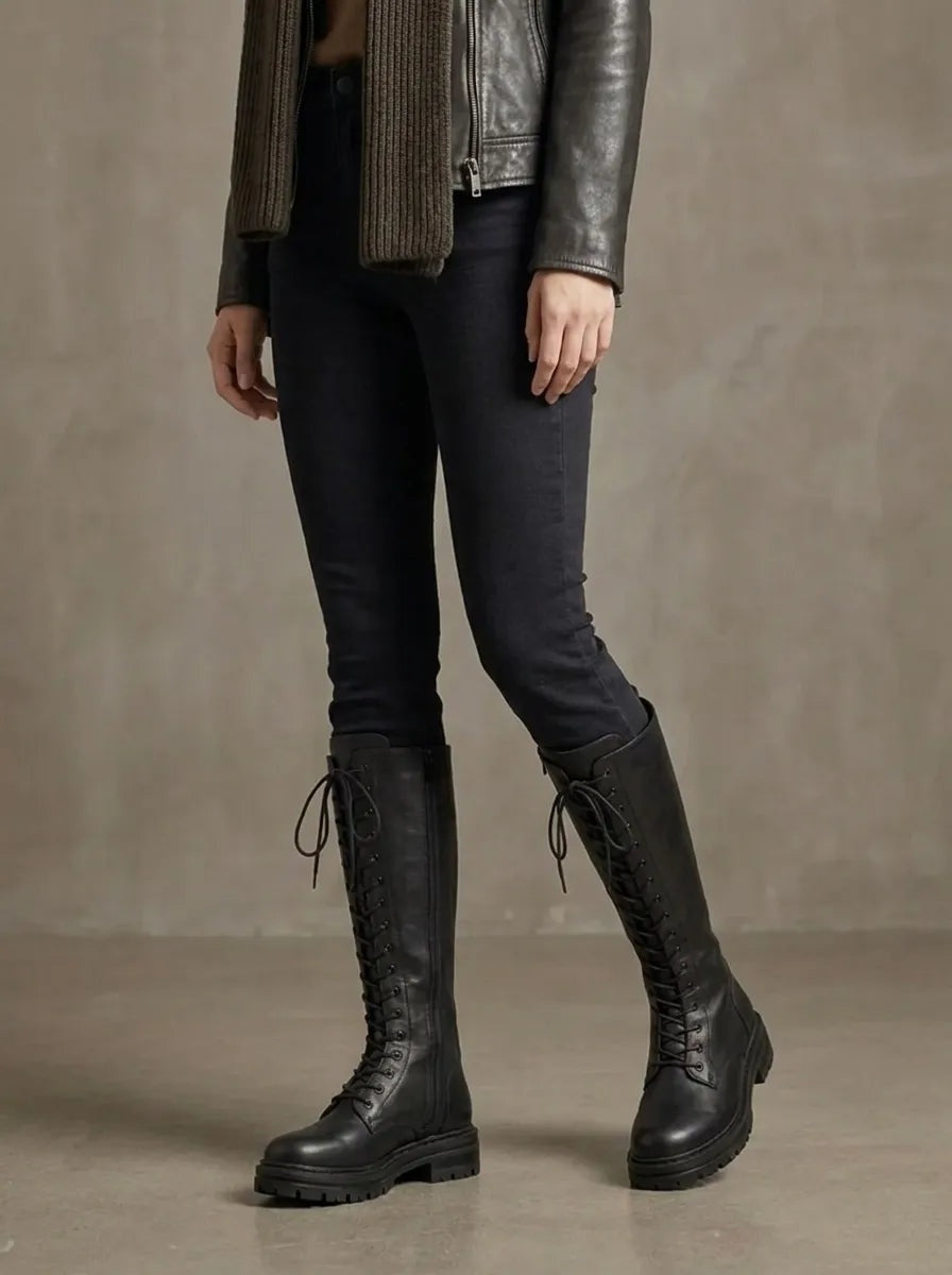 Margarida | Botas Chelsea Cano Alto Mulher Atacadores Sola Plataforma