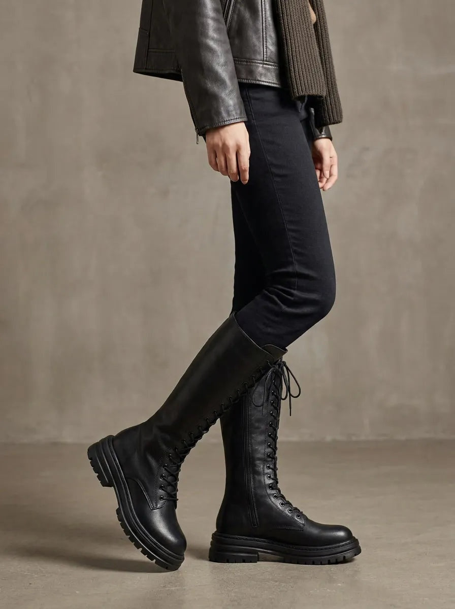 Margarida | Botas Chelsea Cano Alto Mulher Atacadores Sola Plataforma