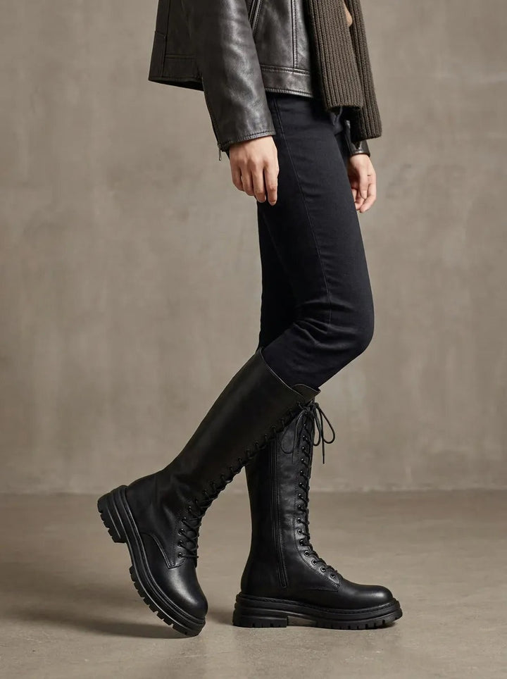 Margarida | Botas Chelsea Cano Alto Mulher Atacadores Sola Plataforma