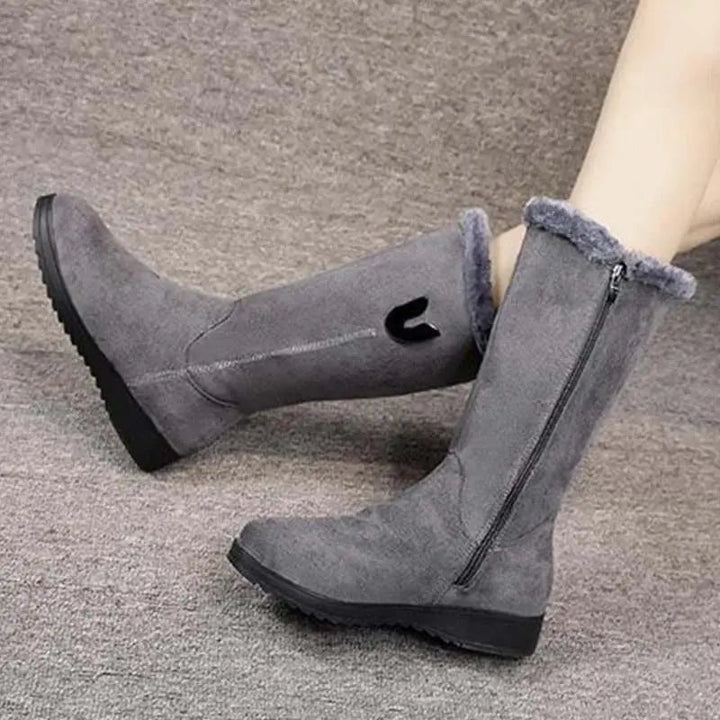 Margarida | Botas de Neve de Camurça Mulher Forro Quente Cano Médio