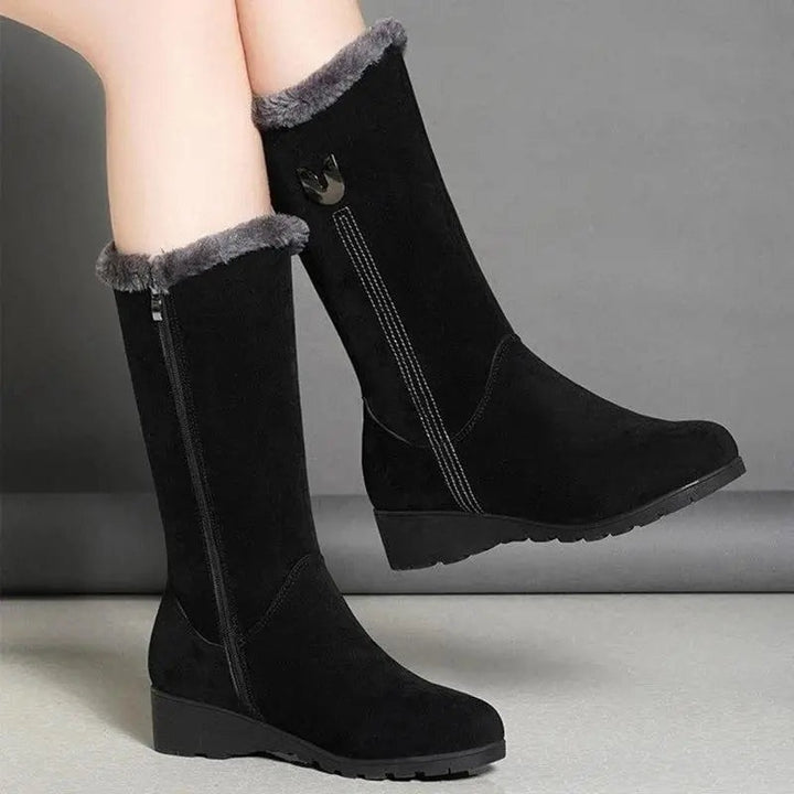 Margarida | Botas de Neve de Camurça Mulher Forro Quente Cano Médio