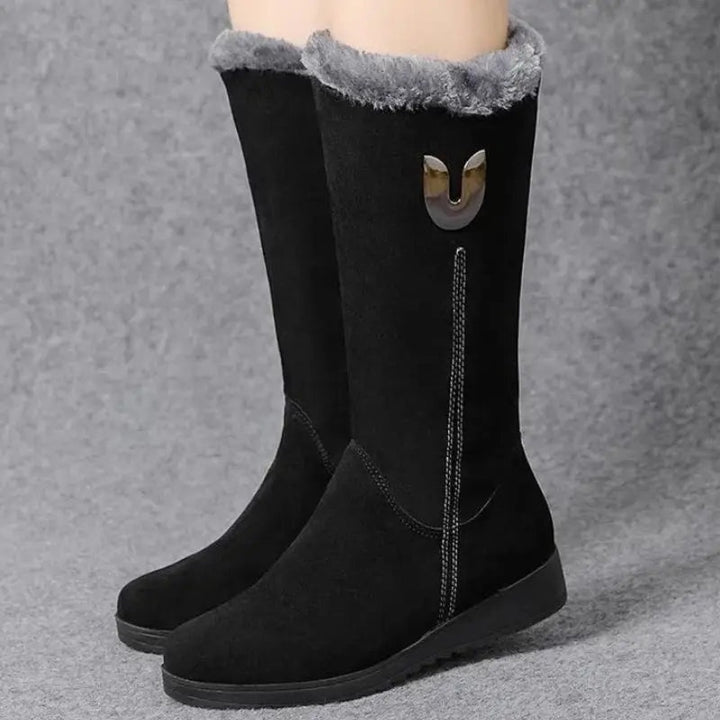 Margarida | Botas de Neve de Camurça Mulher Forro Quente Cano Médio