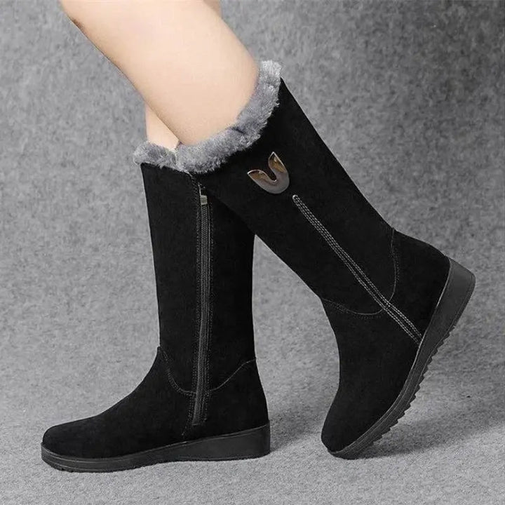 Margarida | Botas de Neve de Camurça Mulher Forro Quente Cano Médio