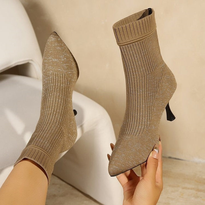 Margarida | Botins de Malha com Salto Mulher Bico Fino