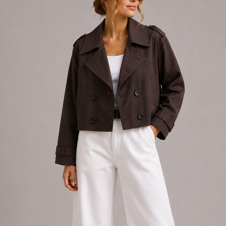 Margarida | Trench Coat Curto Mulher Dupla Botonadura